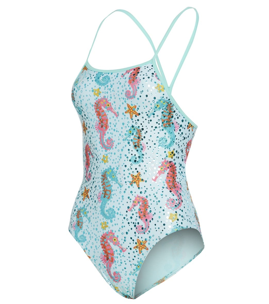 Maru Swim Girls' Bubbles Ecotech Sparkle Fly Back One Piece Swimsuit at ...