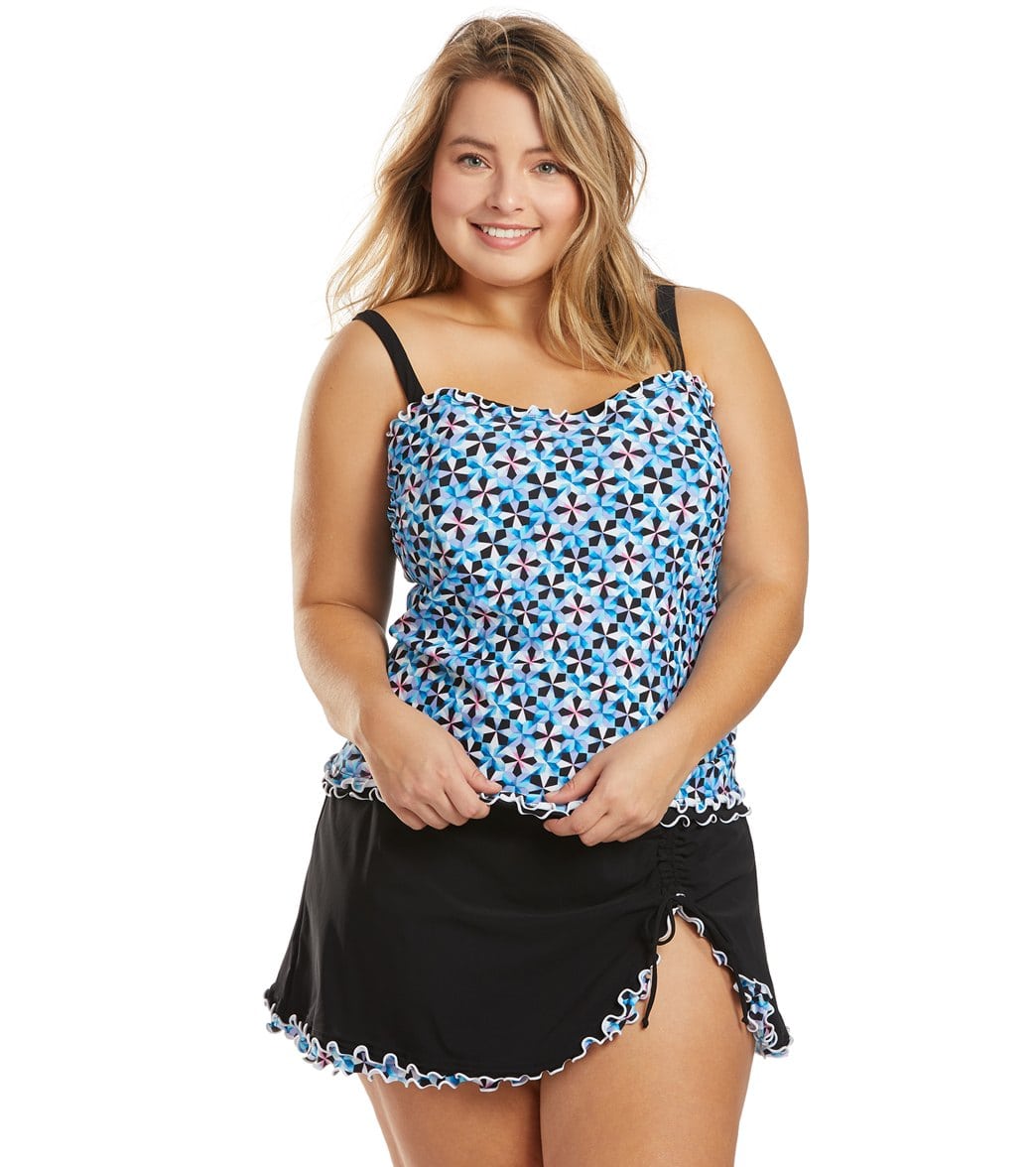 Profile by Gottex Plus Size Pinwheel Underwire Sweetheart Tankini Top ...