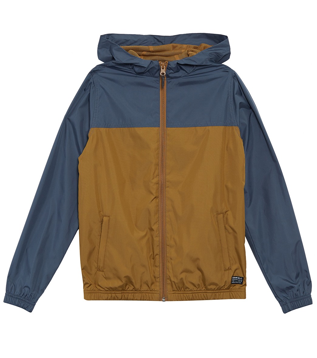 O'neill Boys' Del Ray Packable Windbreaker Jacket Big Kid - Slate Large 14/16 Cotton/Polyester - Swimoutlet.com