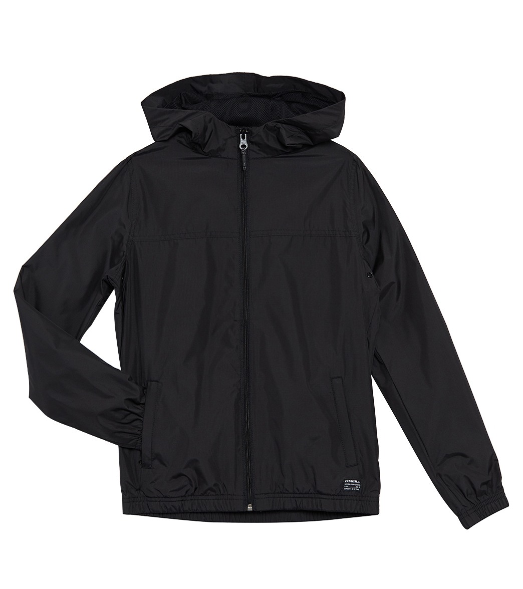 O'neill Boys' Del Ray Packable Windbreaker Jacket Big Kid - Black Large 14/16 Cotton/Polyester - Swimoutlet.com