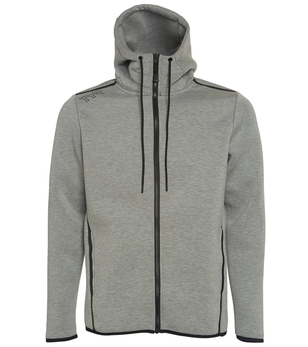 TYR men's elite team full zip hoodie - heather grey xl size xl - swimoutlet.com