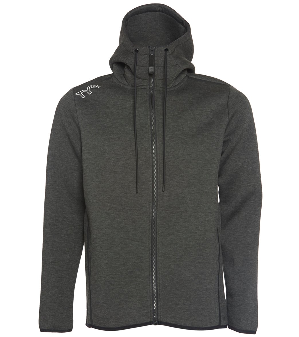 TYR men's elite team full zip hoodie - heather black large size large - swimoutlet.com