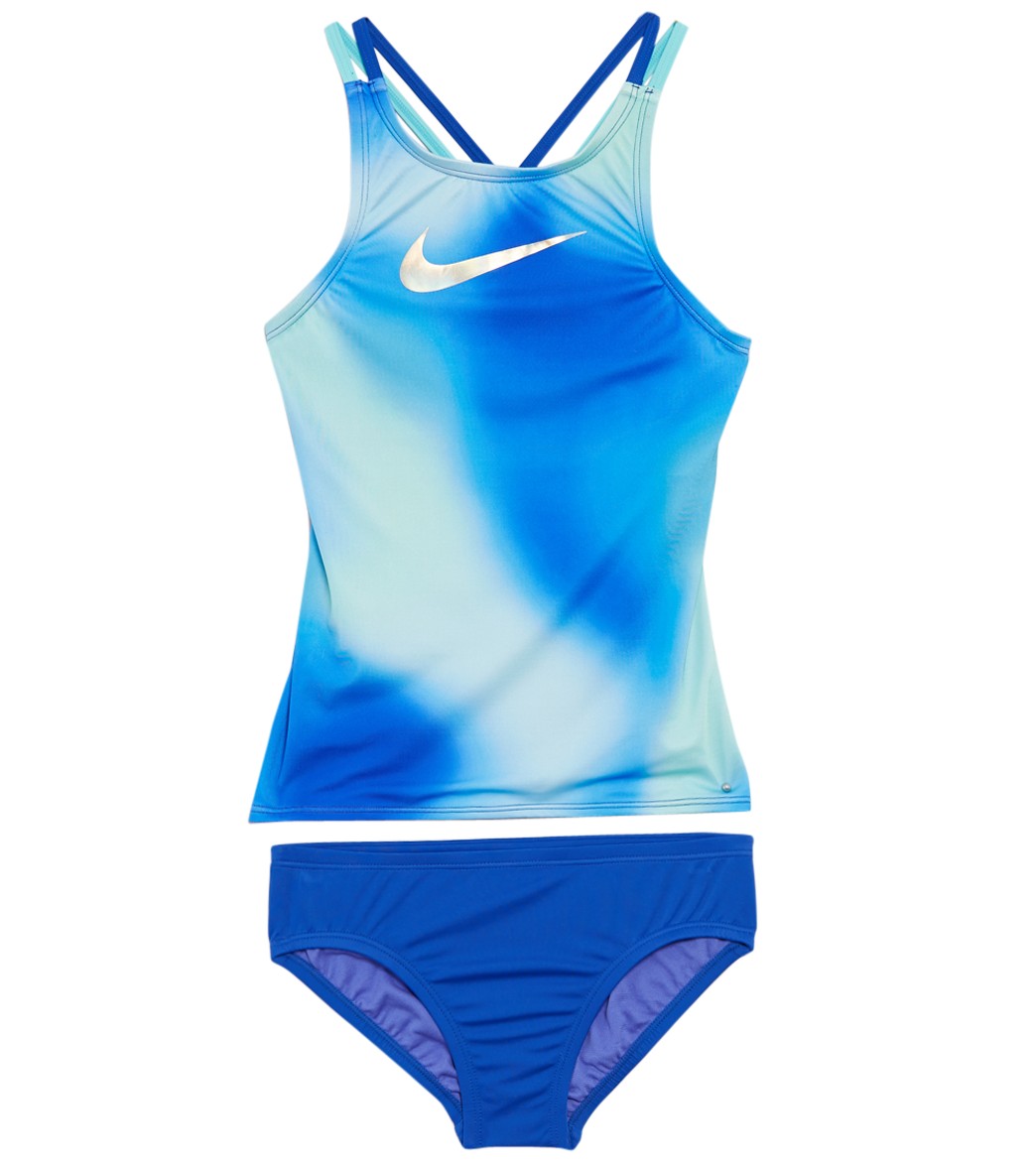 Nike Girls' Spectrum Spiderback Two Piece Tankini Set (Big Kid) at ...