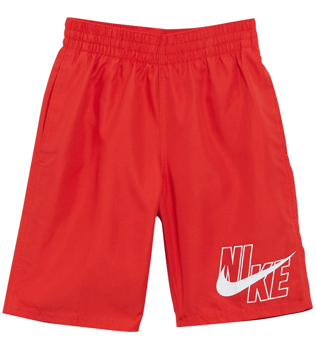 Nike Boys' Logo Solid 8 Volley Short Big Kid - University Red Large Polyester - Swimoutlet.com