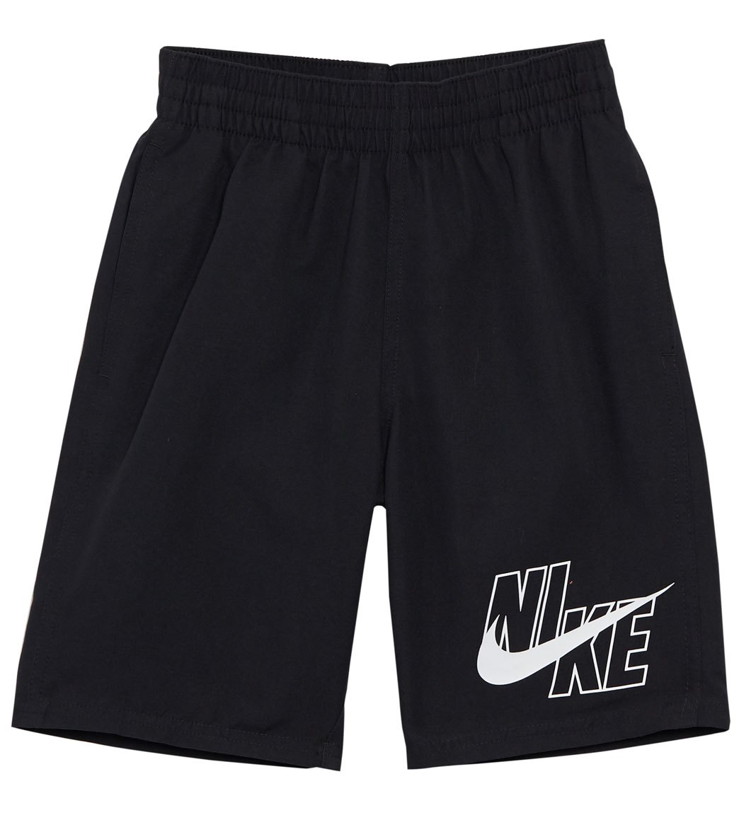 Nike Boys' Logo Solid 8 Volley Short Big Kid - Black Medium Polyester - Swimoutlet.com
