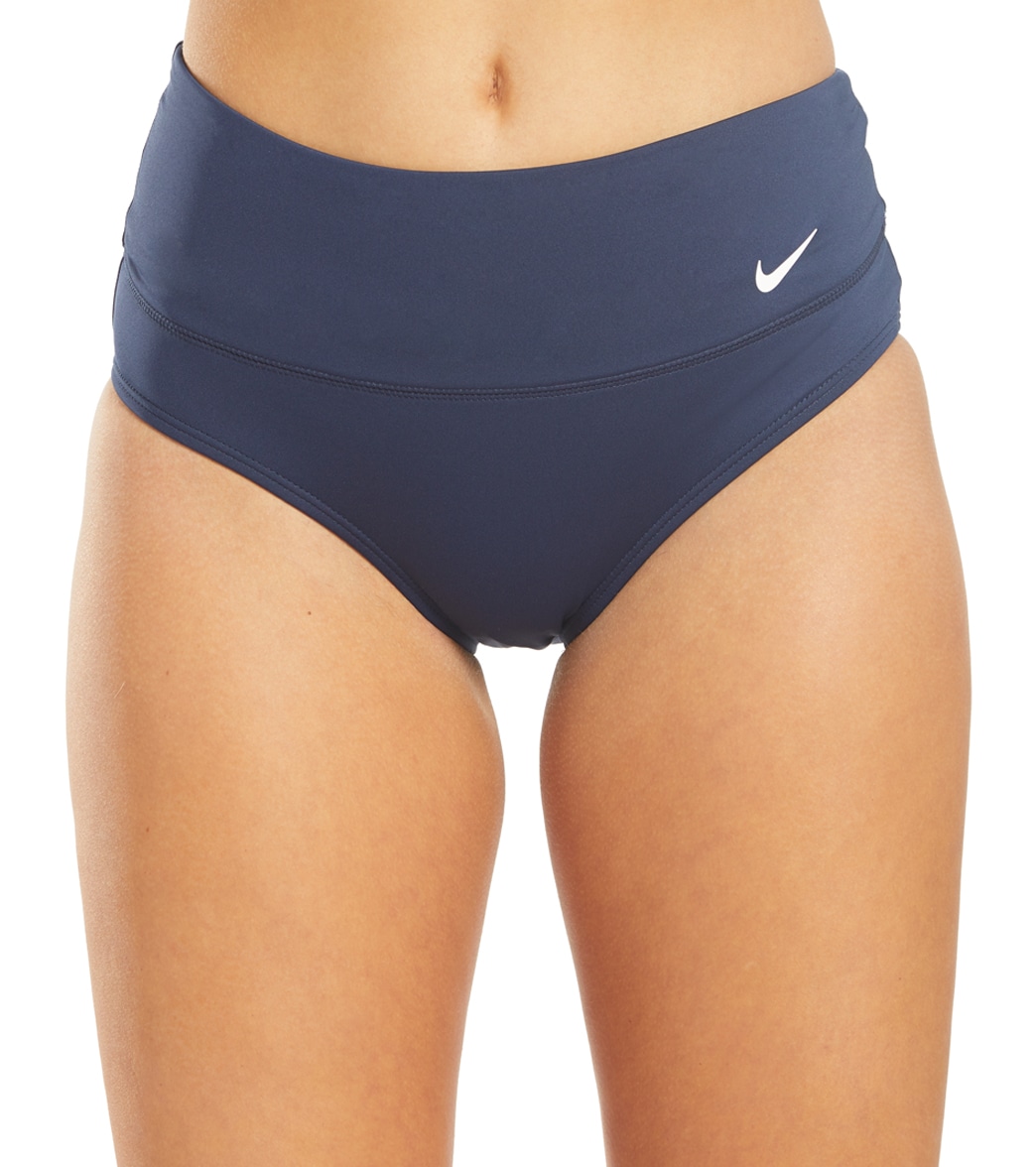 Nike Women's Essential High Waist Bikini Bottom - Midnight Navy X-Small - Swimoutlet.com