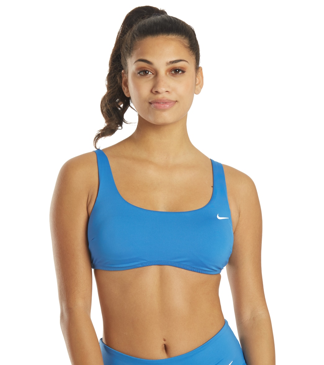 Nike Women's Essential Scoop Neck Bikini Top - Pacific Blue Large - Swimoutlet.com
