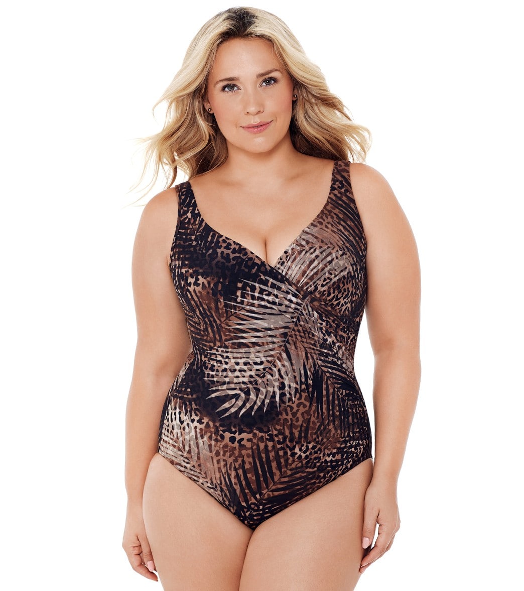 Miraclesuit Plus Size Tigris Its A Wrap Underwire One Piece Swimsuit at