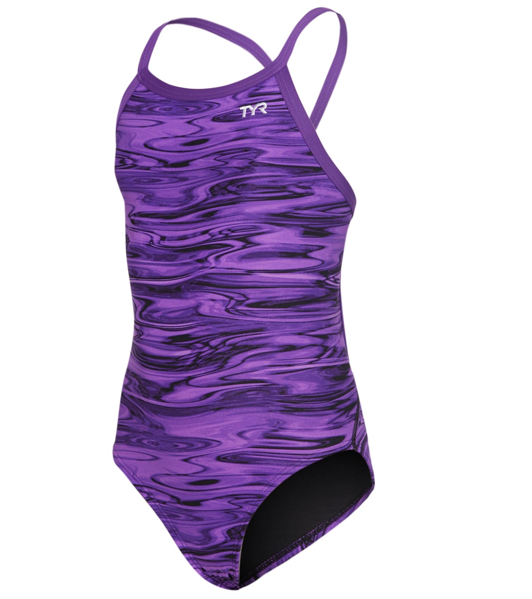 TYR Girls' Hydra Diamondfit One Piece Swimsuit - Purple 22 - Swimoutlet.com