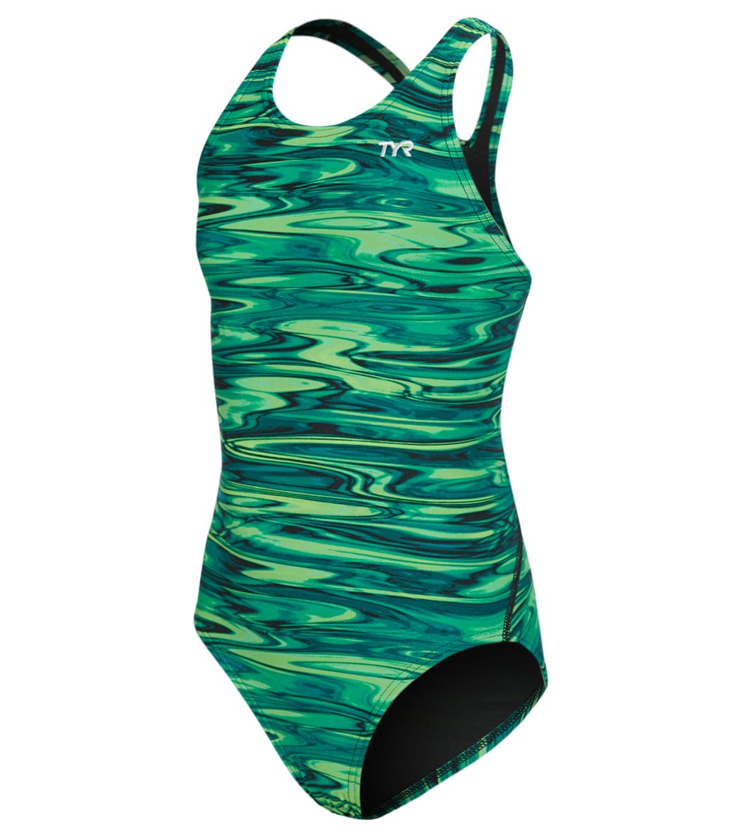 TYR Girls' Hydra Maxfit One Piece Swimsuit - Green 22 - Swimoutlet.com