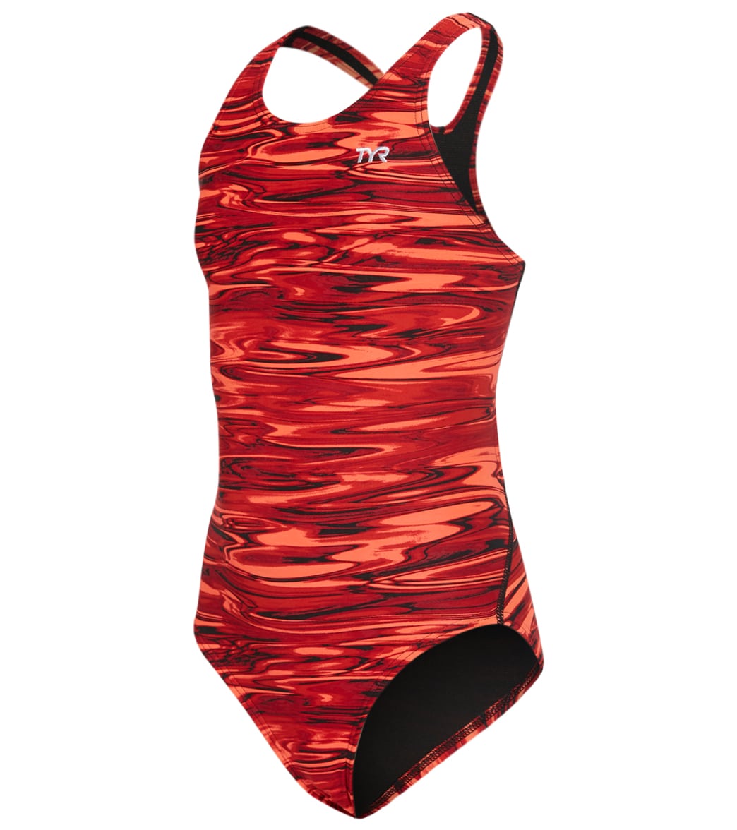 TYR Girls' Hydra Maxfit One Piece Swimsuit - Red 22 - Swimoutlet.com