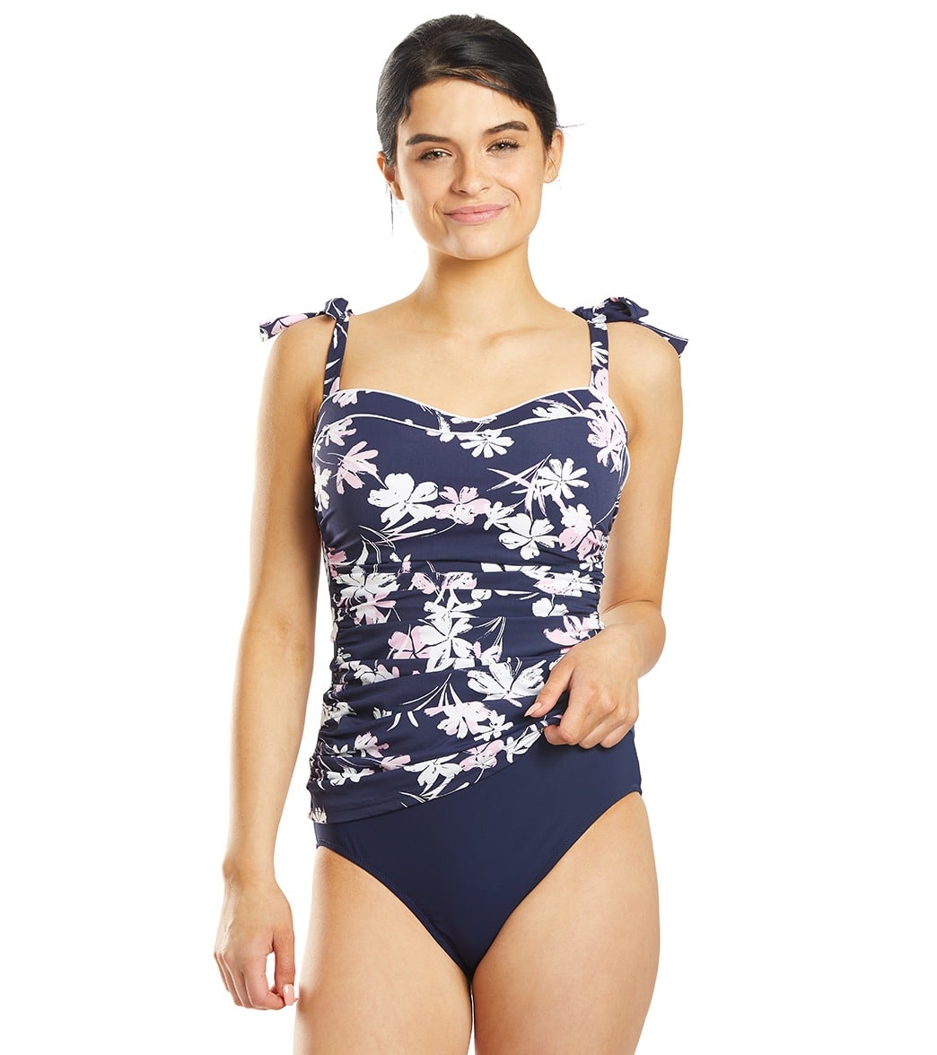 Profile By Gottex Sundance Tankini Top D Cup - Navy/Pink 32D - Swimoutlet.com