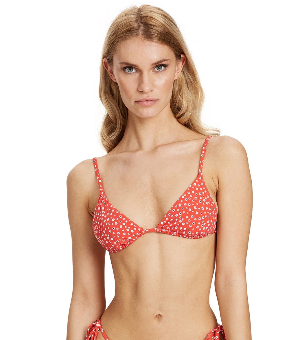 Charlie Holiday Valentine Triangle Bikini Top - Red Daisy Medium Polyamide/Spandex - Swimoutlet.com