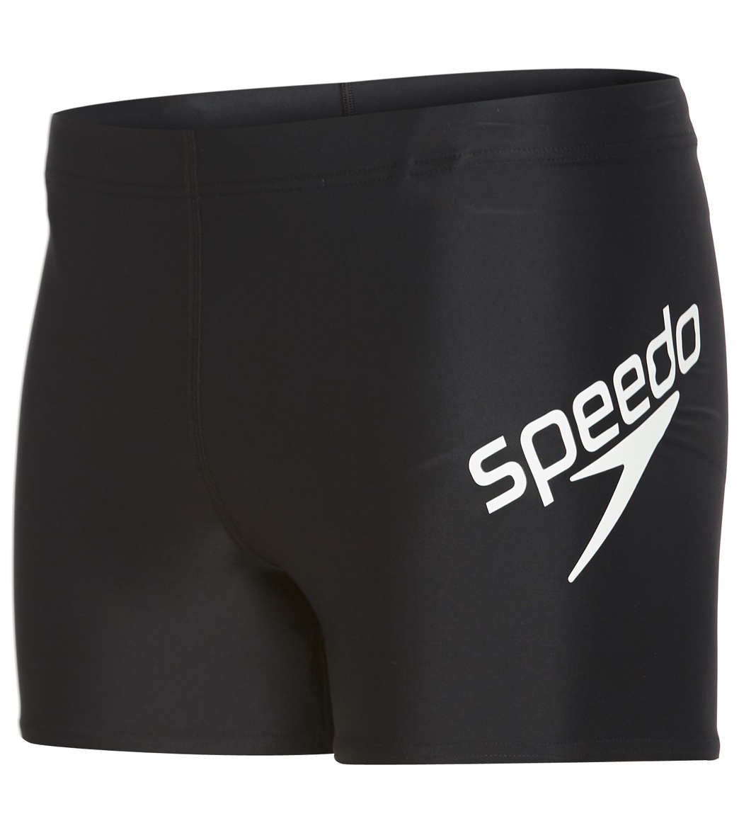 Speedo Men's Logo Square Leg Swimsuit - Black Medium Size Medium - Swimoutlet.com
