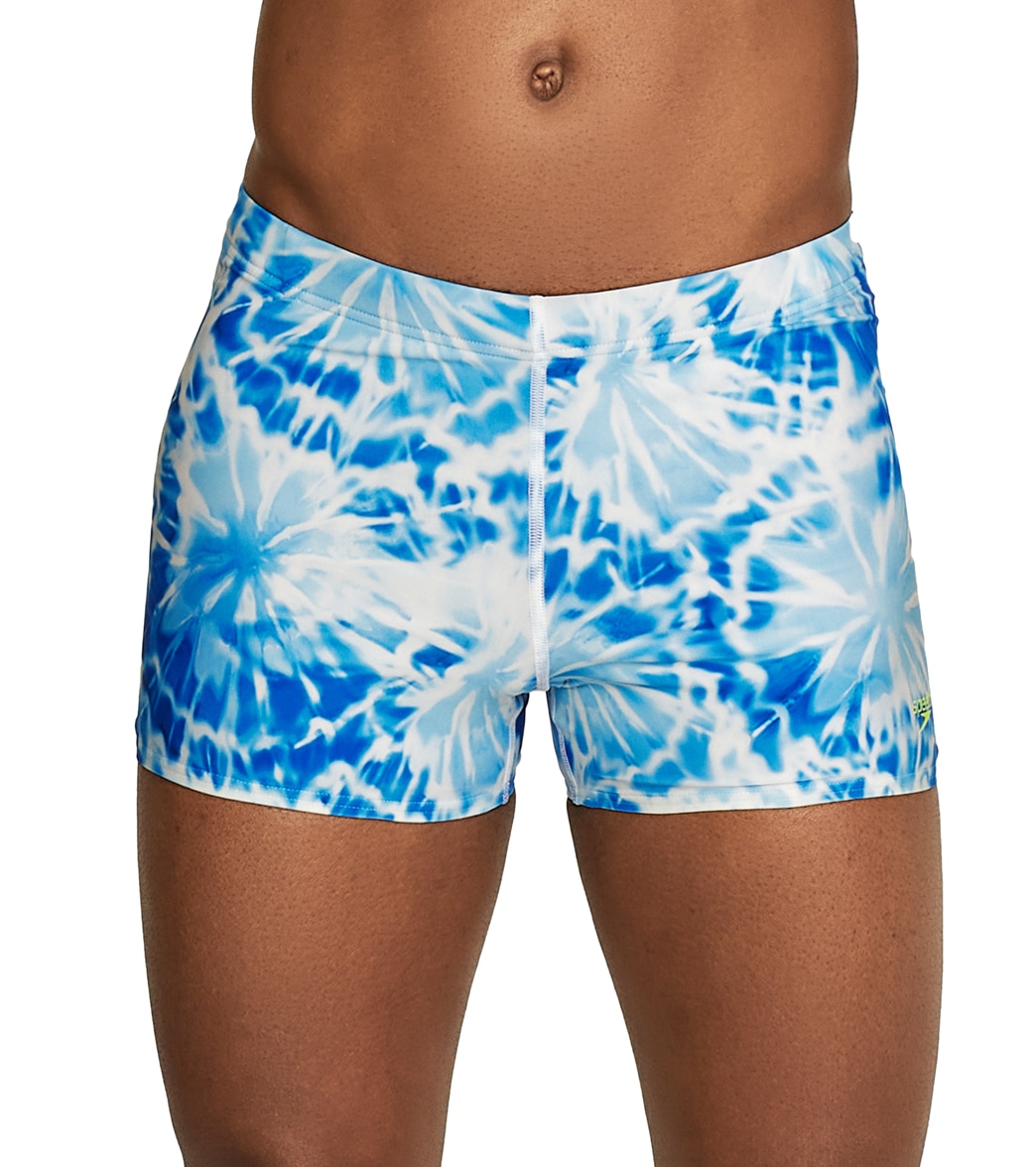 Speedo Men's Printed Square Leg Swimsuit - White/Blue Large - Swimoutlet.com