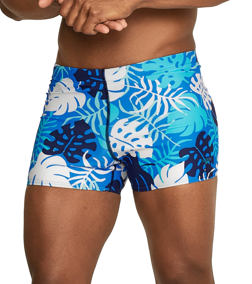Speedo Men's Printed Square Leg Swimsuit - Blue Rdnc/Blue Atoll Xl - Swimoutlet.com