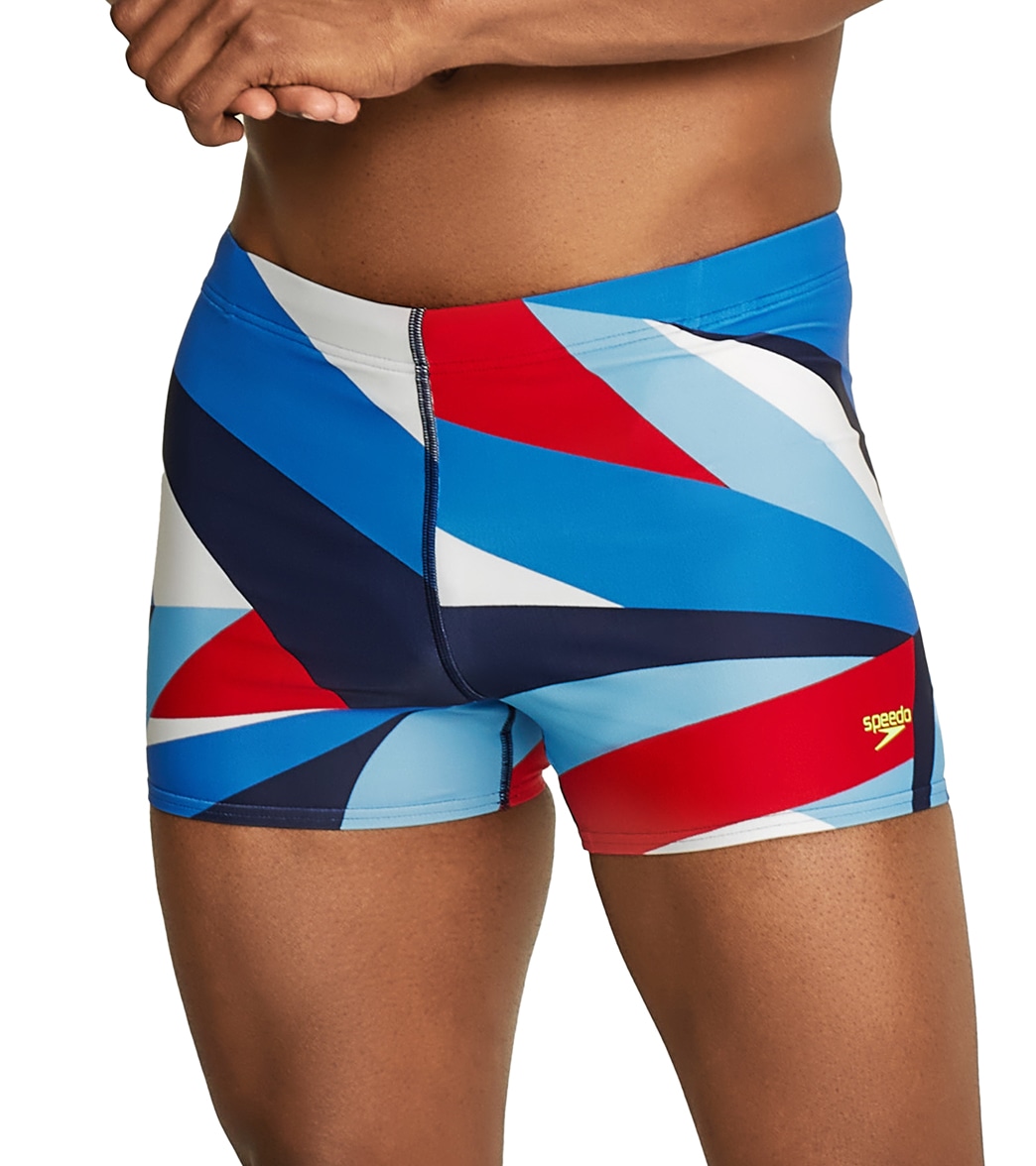 Speedo Men's Printed Square Leg Swimsuit - Red/White/Blue Medium - Swimoutlet.com