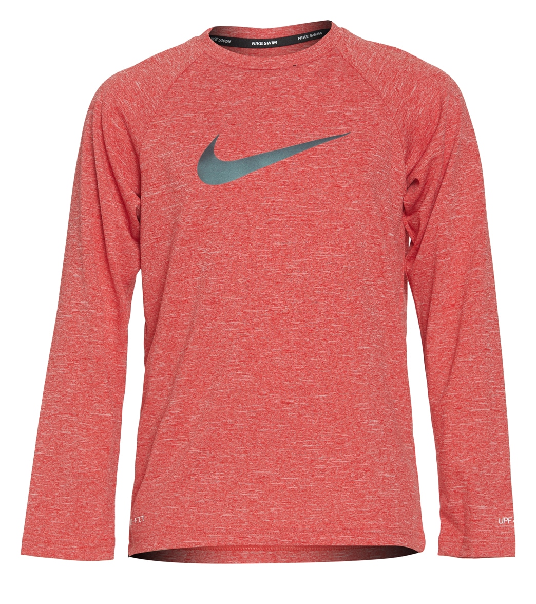 Nike Boys' Heather Long Sleeve Hydroguard Big Kid Shirt - University Red Large Polyester - Swimoutlet.com