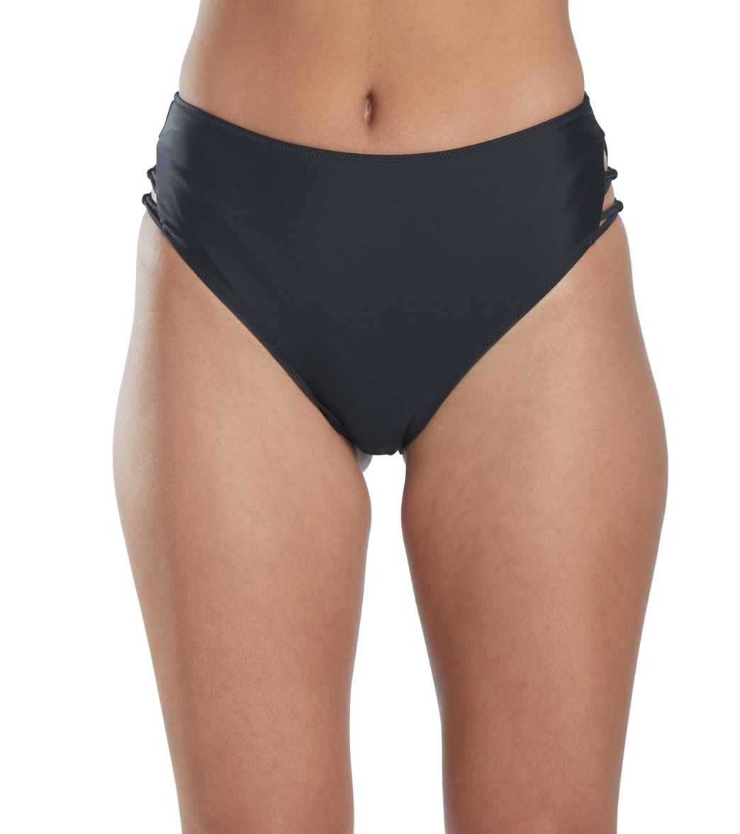 Volcom Simply Solid Retro High Waist Bikini Bottom - Black 22W - Swimoutlet.com
