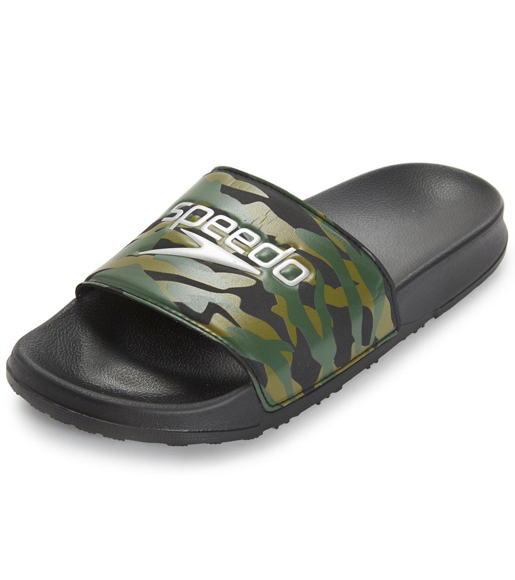 Speedo Unisex Deck Slides - Black/Camo Green 12 - Swimoutlet.com