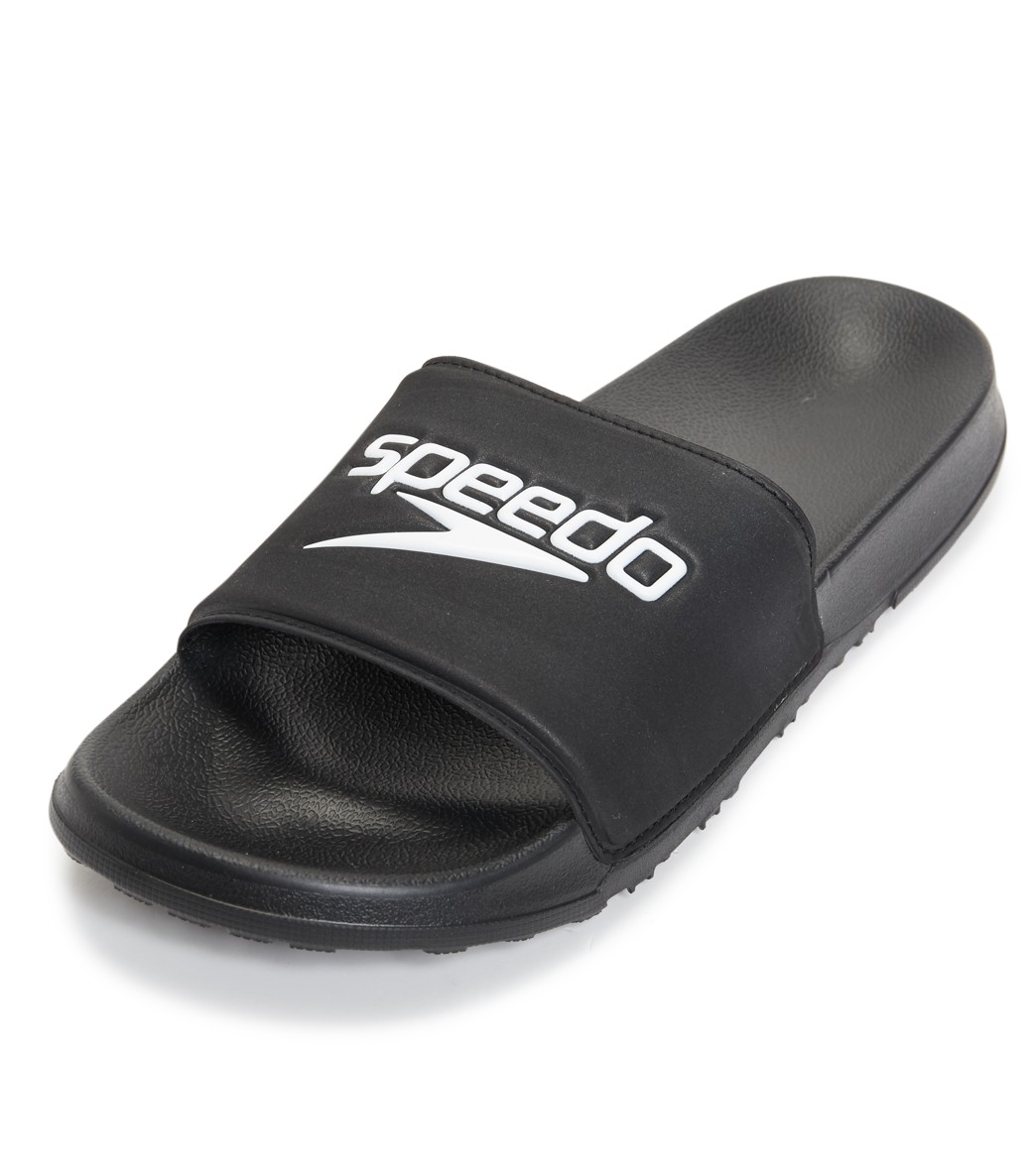 Speedo Women's Deck Slides - Black/White Boy's 4/Women's 5.5 - Swimoutlet.com