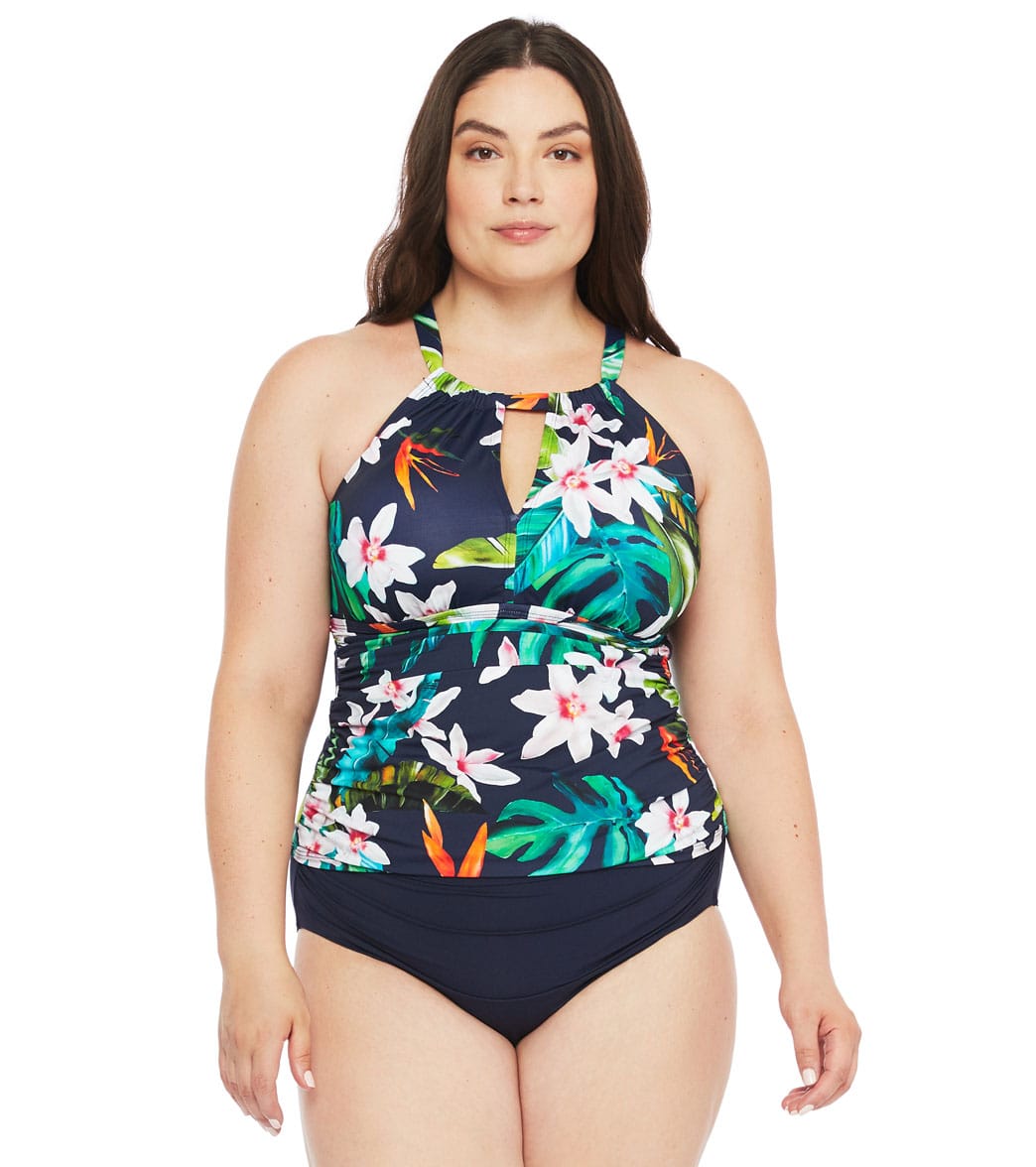 Ralph Lauren Plus Size Watercolor Tropical High Neck Tankini Top At Swimoutlet Com Free Shipping Upgrade your holiday wardrobe with signature styles from ralph lauren's range of men's designer shorts and swimwear. ralph lauren plus size watercolor tropical high neck tankini top