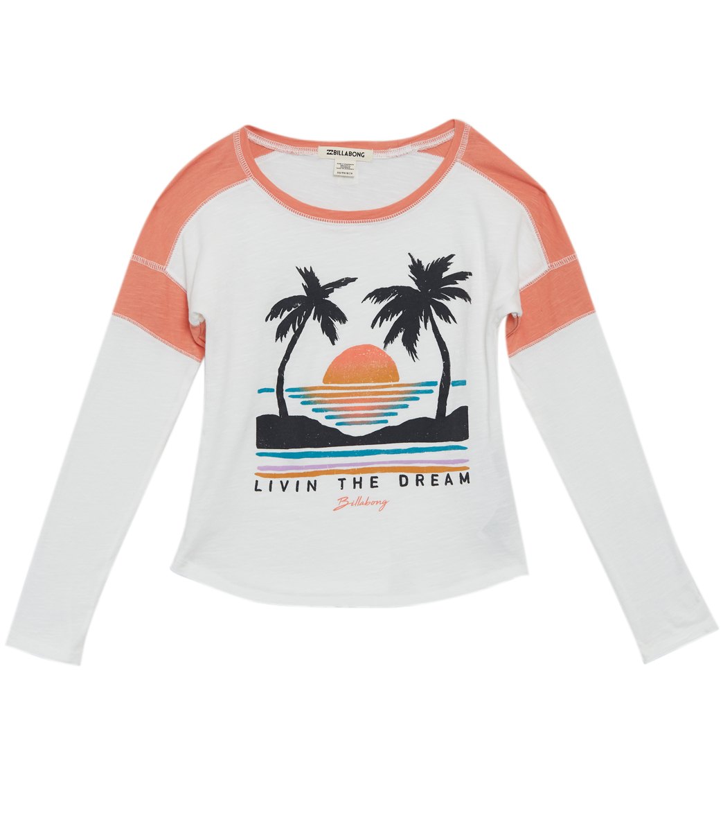 Billabong Girls' Game Time Tee Shirt - Sunset Orange Large Big Cotton - Swimoutlet.com