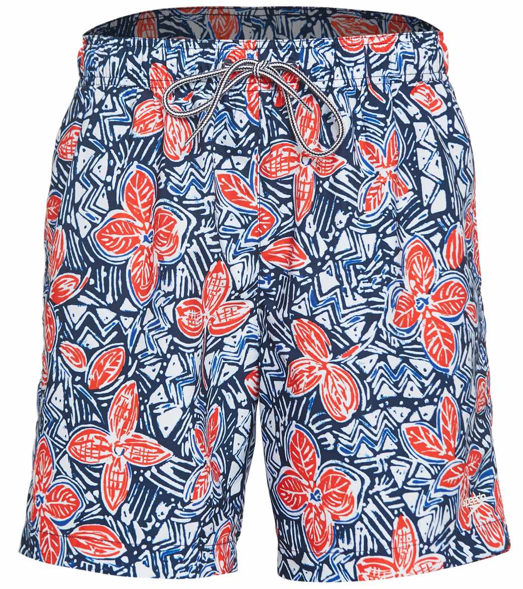 Speedo Men's 18 Active Boom Floral Redondo Volley Short - Red/White/Blue Xxl Polyester - Swimoutlet.com