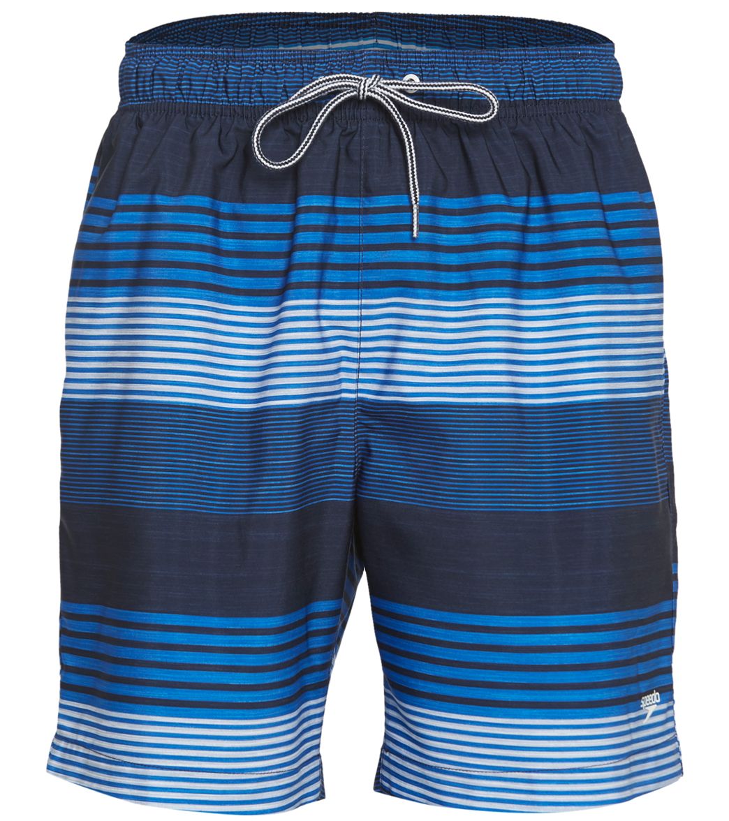 Speedo Men's 18 Active Latitude Stripe Redondo Volley Short - Blue Lemonade Small Polyester - Swimoutlet.com