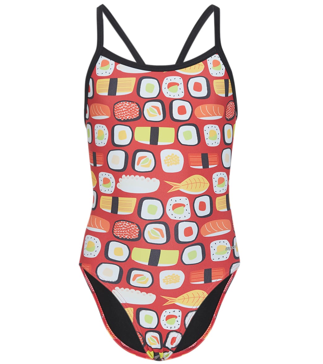 Sporti Sushi Thin Strap One Piece Swimsuit Youth 22-28 - Red Multi 24Y Polyester - Swimoutlet.com