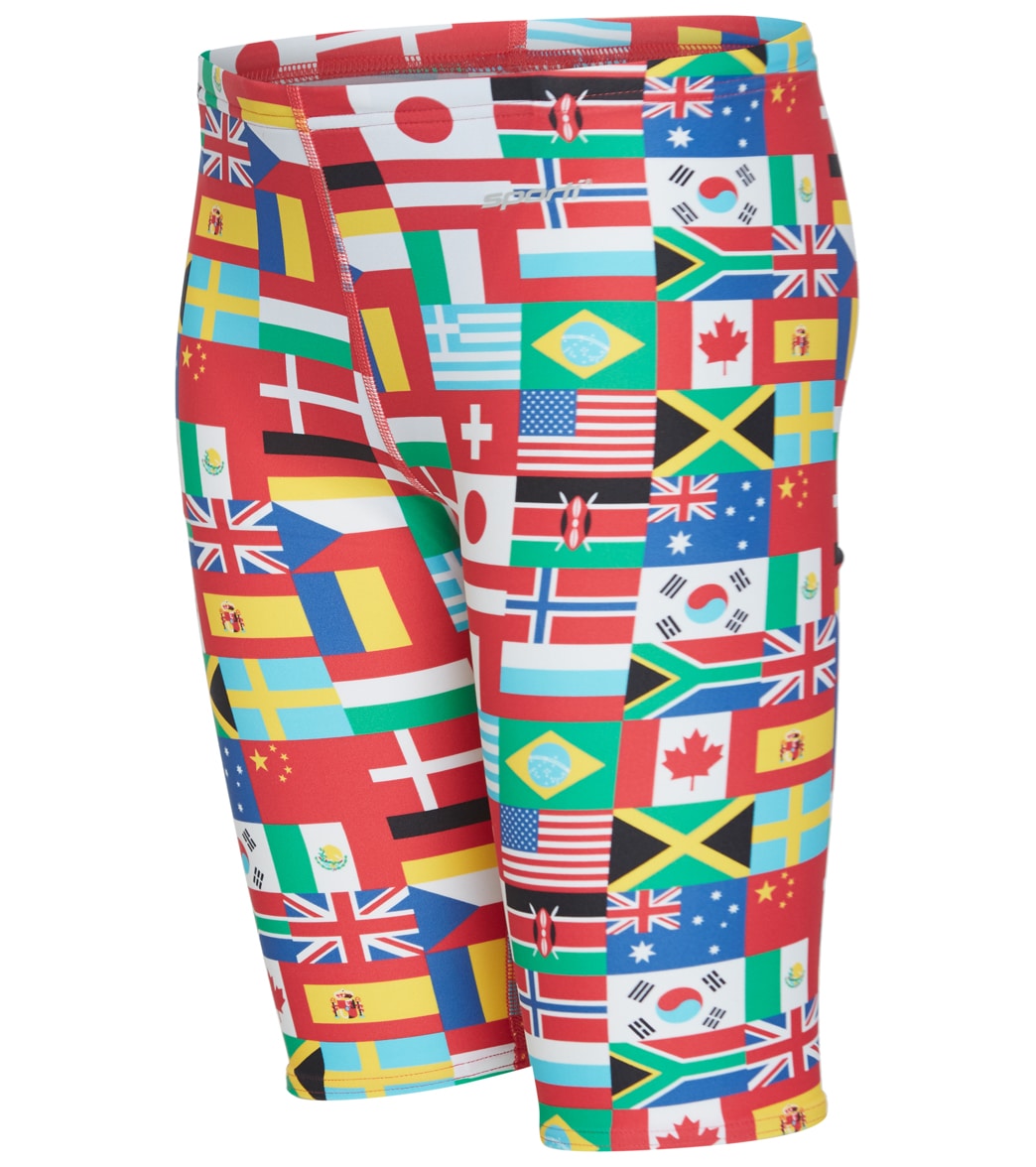 Sporti World Flags Jammer Swimsuit Youth 22-28 - Multi 24Y - Swimoutlet.com