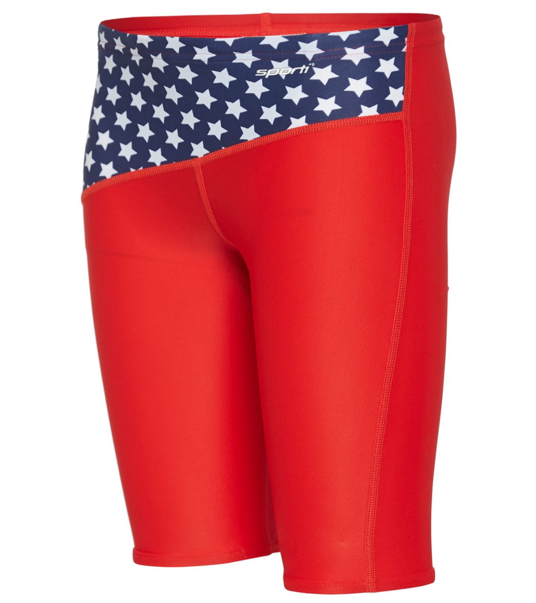 Sporti Star Spangled Jammer Swimsuit Youth 22-28 - Red/White/Blue 24Y - Swimoutlet.com