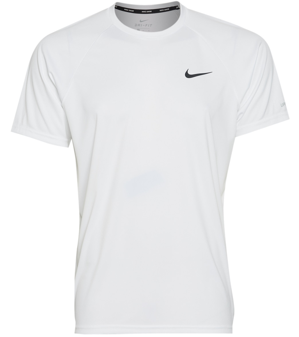Nike Men's Essential Short Sleeve Hydroguard Shirt - White Large Polyester - Swimoutlet.com