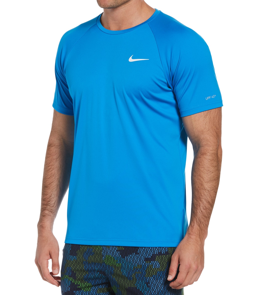 Nike Men's Essential Short Sleeve Hydroguard - Photo Blue Large Polyester - Swimoutlet.com