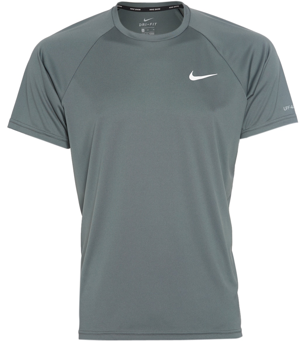 Nike Men's Essential Short Sleeve Hydroguard - Iron Grey Small Polyester - Swimoutlet.com