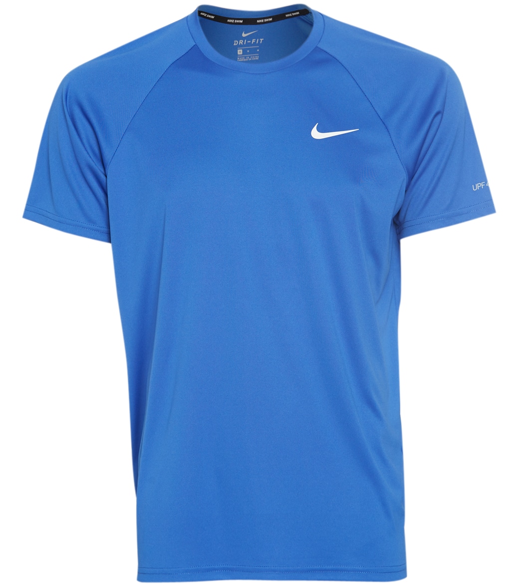 Nike Men's Essential Short Sleeve Hydroguard Shirt - Game Royal Small Polyester - Swimoutlet.com