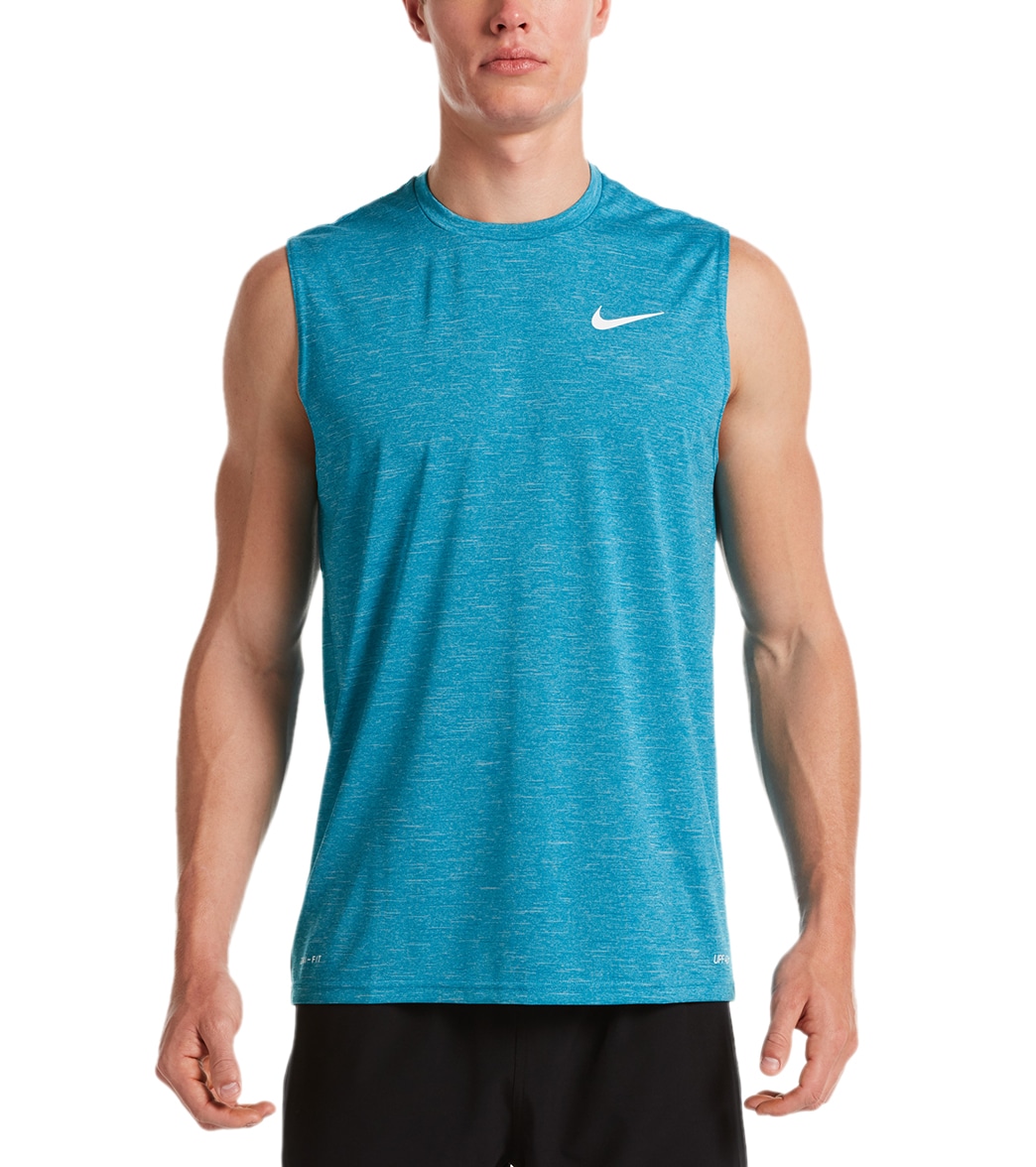 Nike Men's Heather Sleeveless Hydroguard - Game Royal Small Polyester - Swimoutlet.com