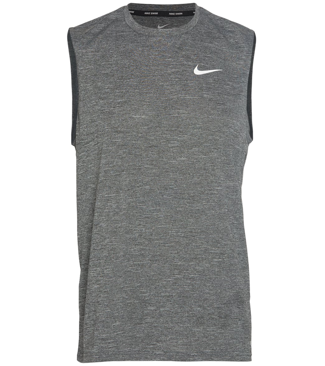 Nike Men's Heather Sleeveless Hydroguard Shirt - Black Medium Polyester - Swimoutlet.com