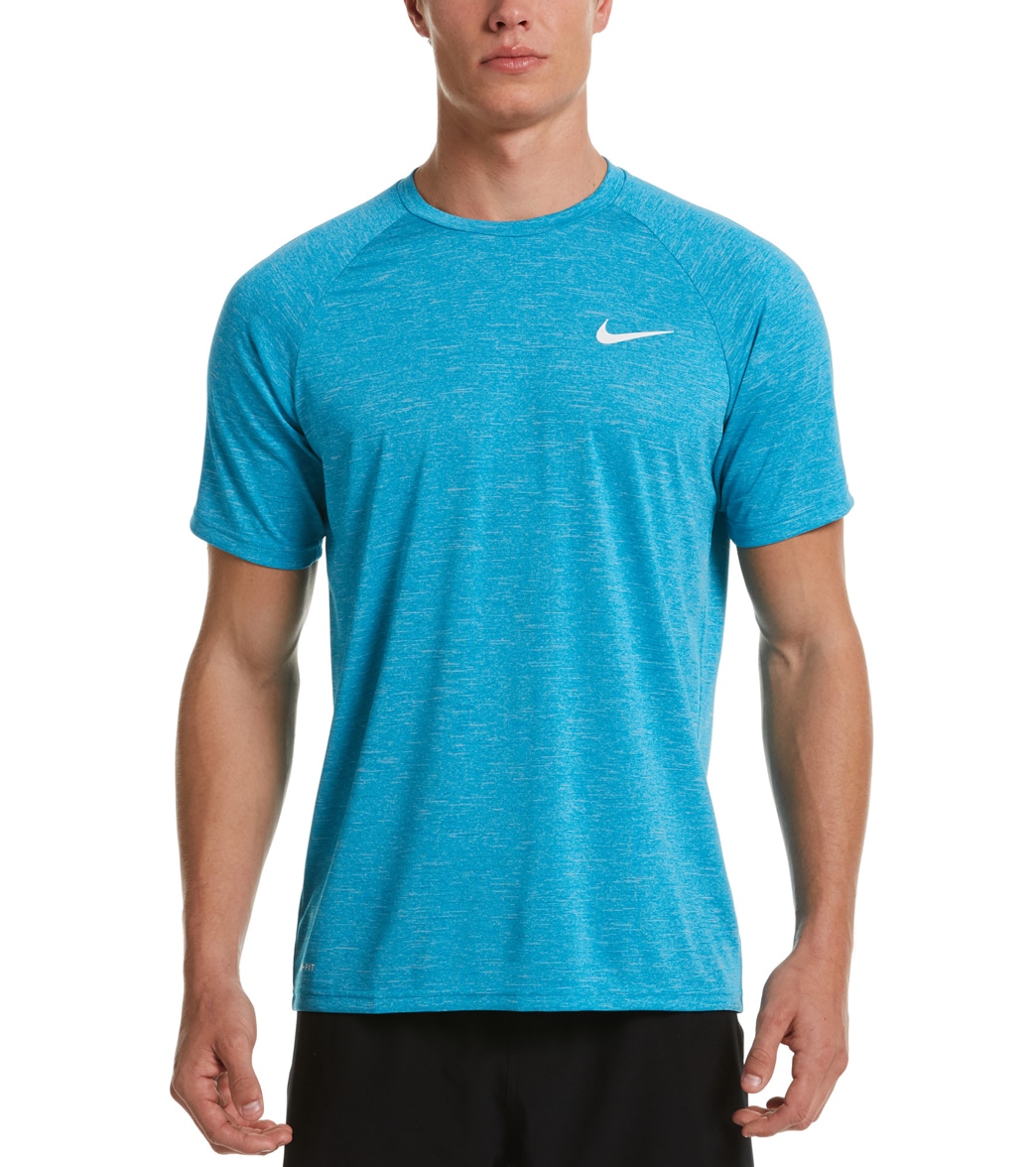 Nike Men's Heather Short Sleeve Hydroguard Shirt - Laser Blue Medium Polyester - Swimoutlet.com