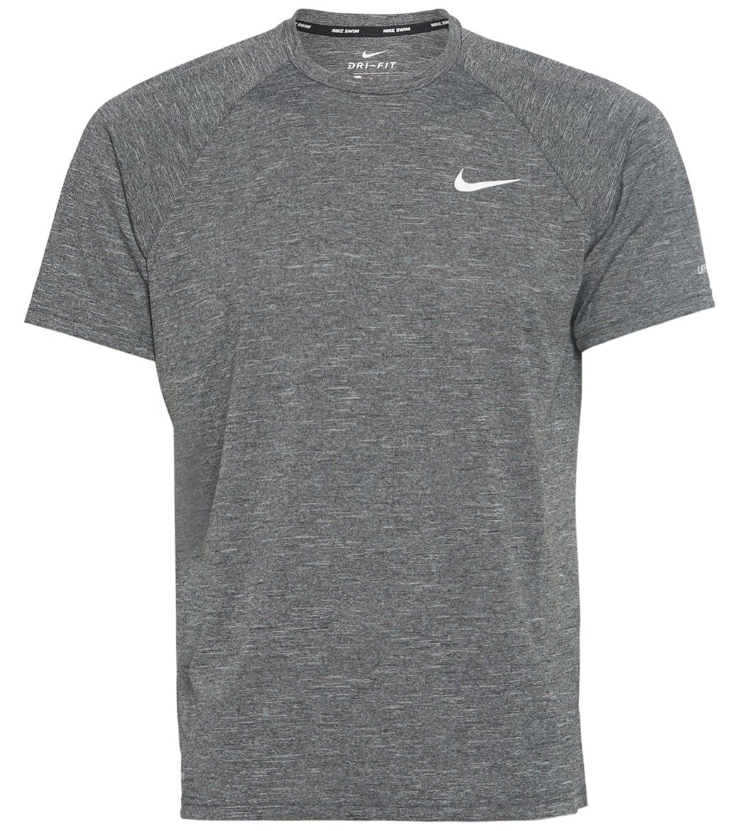 Nike Men's Heather Short Sleeve Hydroguard Shirt - Black Medium Polyester - Swimoutlet.com