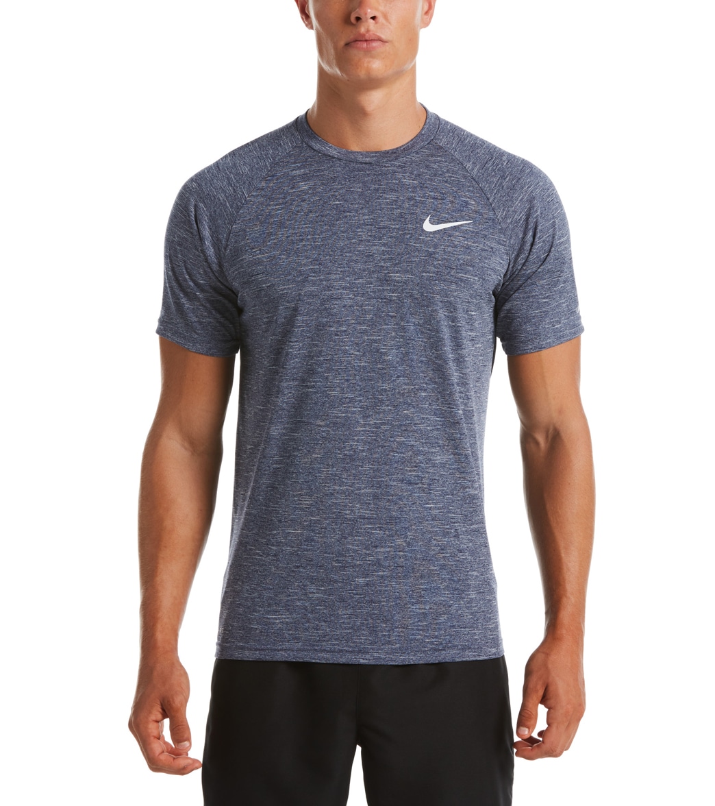Nike Men's Heather Short Sleeve Hydroguard Shirt - Midnight Navy Small Polyester - Swimoutlet.com