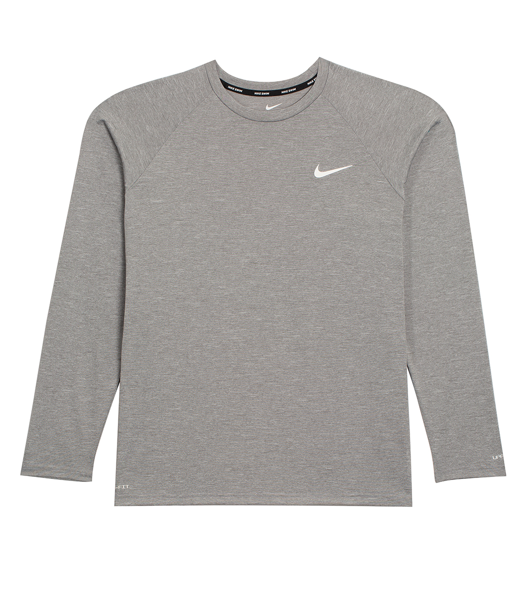 Nike Men's Heather Long Sleeve Hydroguard - Particle Grey Large Polyester - Swimoutlet.com