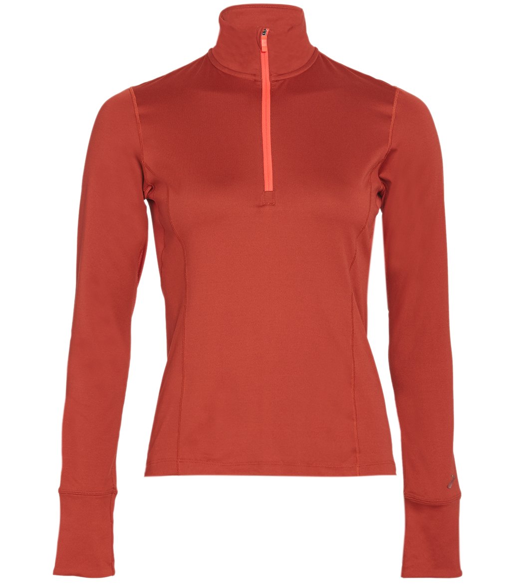 Brooks Women's Dash 1/2 Zip Top - Rosewood/Hot Pink Small Size Small - Swimoutlet.com