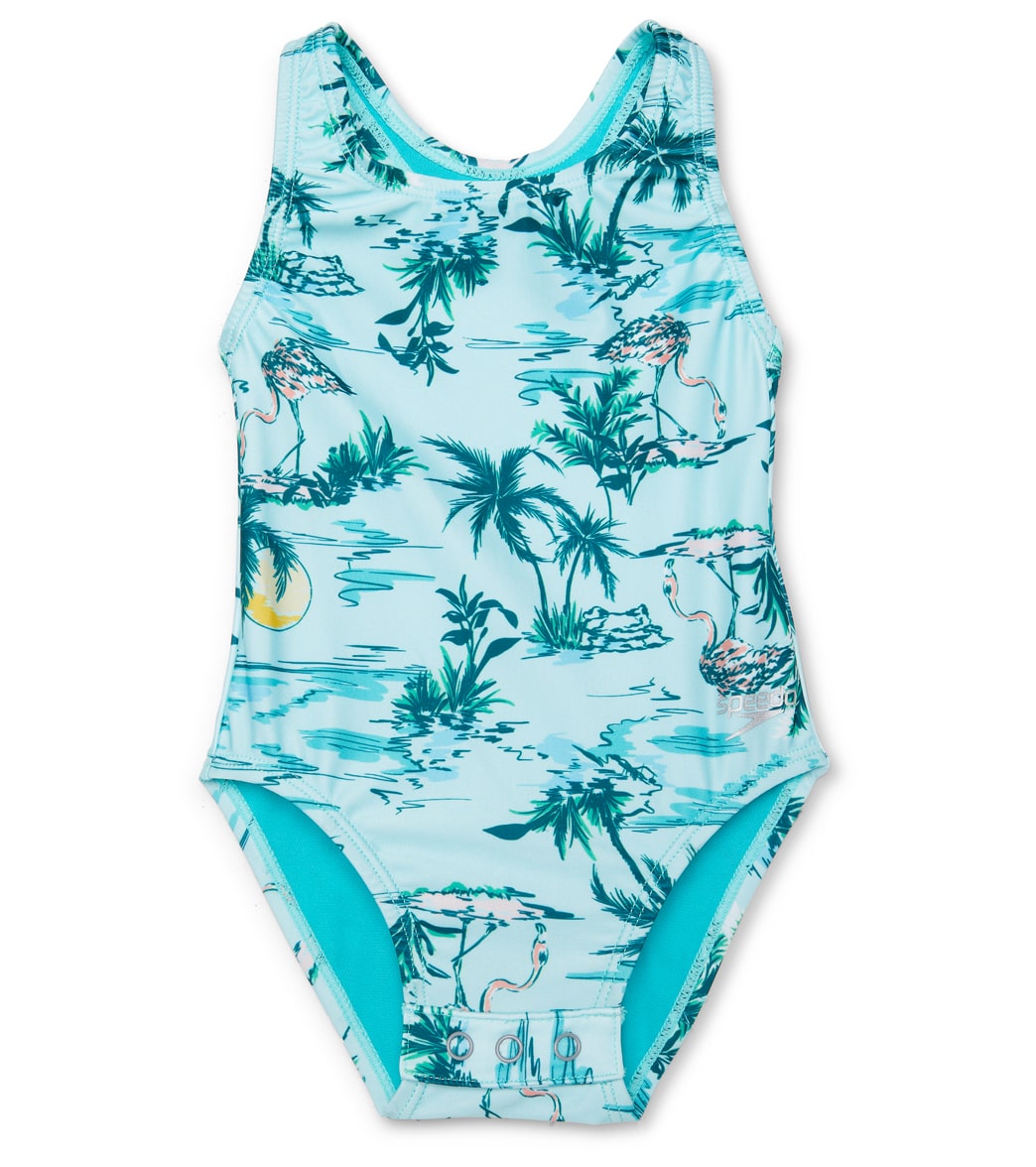 Speedo Girls Printed Snap One Piece Swimsuit Baby Toddler At Swimoutlet Com