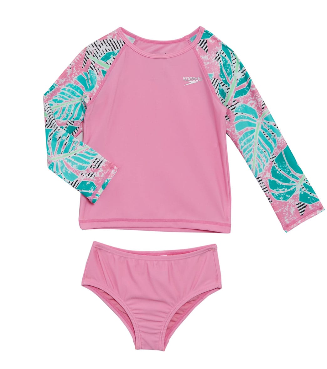 Tommy Bahama Girls Long Sleeve 2-Piece Rashguard Swimsuit Bathing Suit