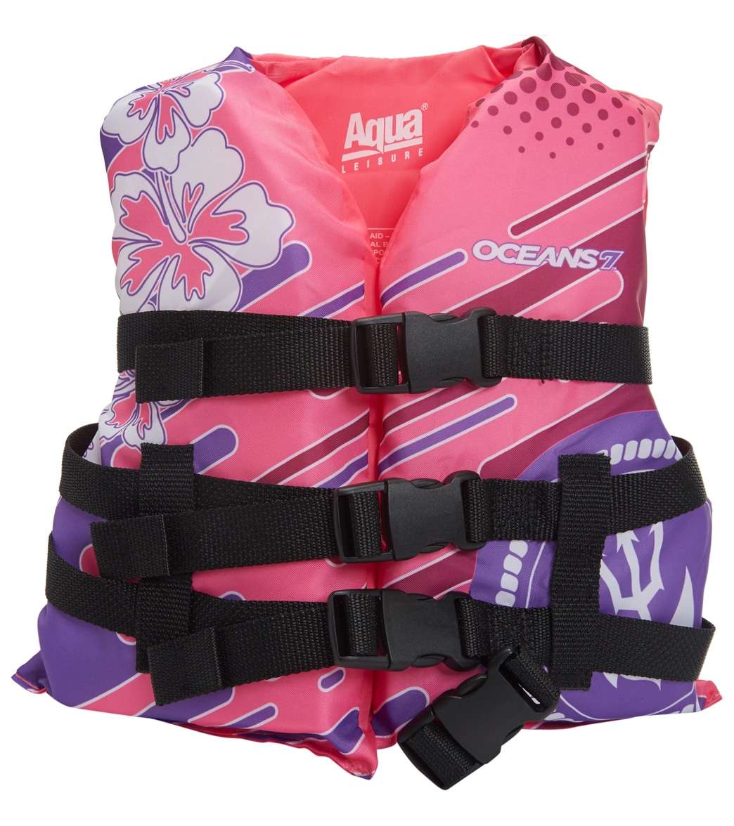 Aqua Leisure Kids' Uscga 3 Buckle Personal Flotation Device 30-50 Lbs. - Pink - Swimoutlet.com