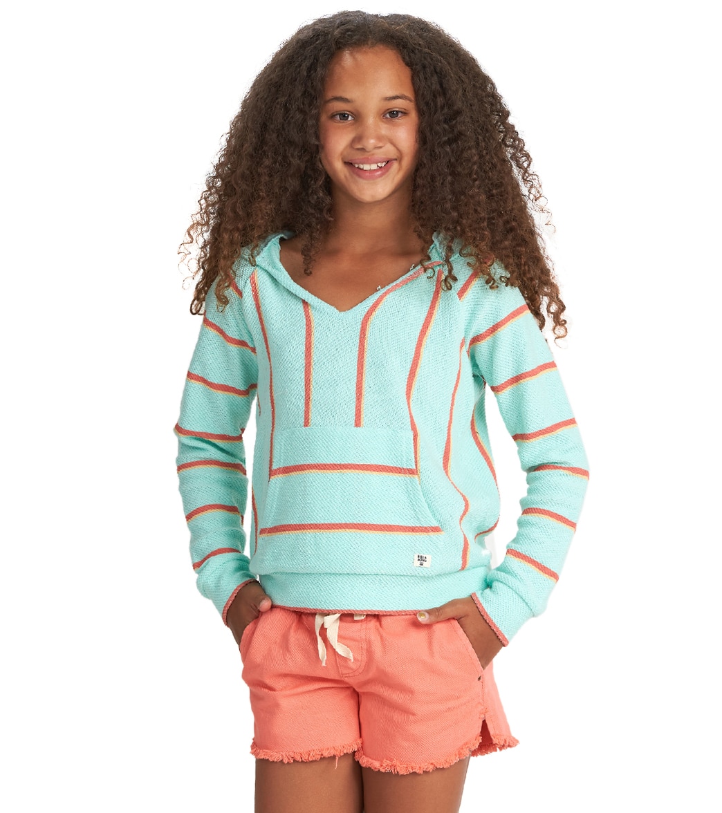 Billabong Girls' Sandy Stripes Hoodie - Seaglass Xx-Small 4/5 Cotton/Polyester - Swimoutlet.com