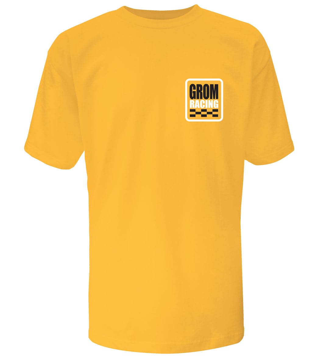 Grom Boys' Short Sleeve Racing Tee Shirt - Gold Medium 8 Cotton - Swimoutlet.com
