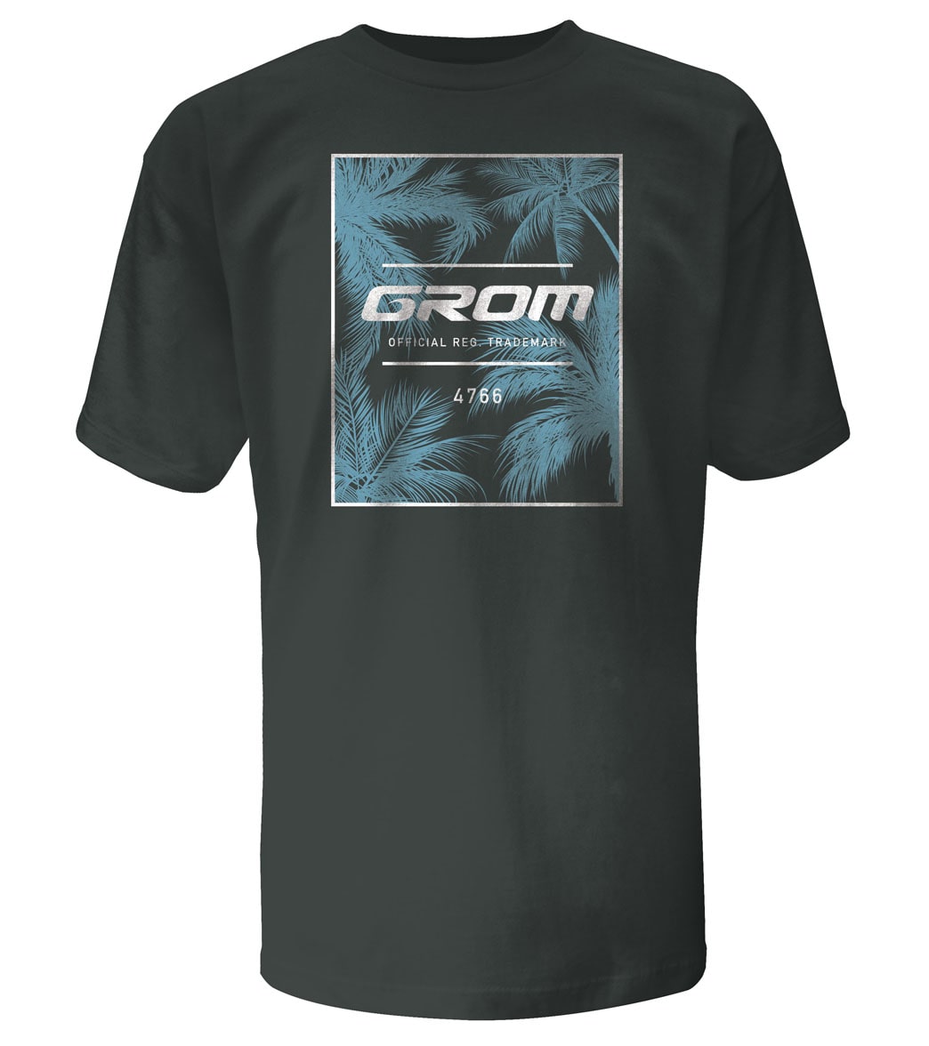 Grom Boys' Trademark Short Sleeve Tee Shirt - Charcoal Small 6/7 Cotton - Swimoutlet.com