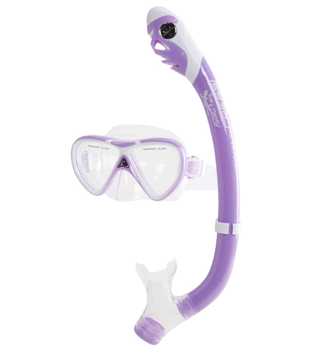 Cressi Pegaso Mask And Iguana Semi-Dry Snorkel Set - Lilac/White - Swimoutlet.com